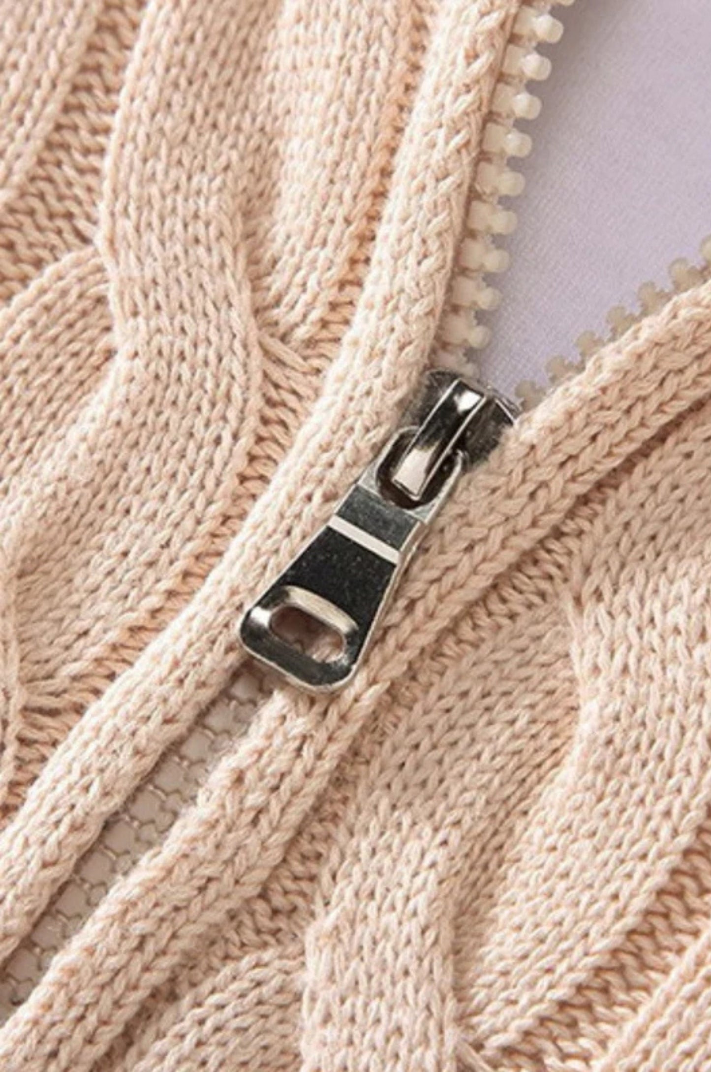 Quilted zip-up sweater