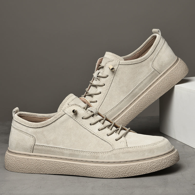 Men Suede Sneakers with Textured Outsole and Cushioned Support