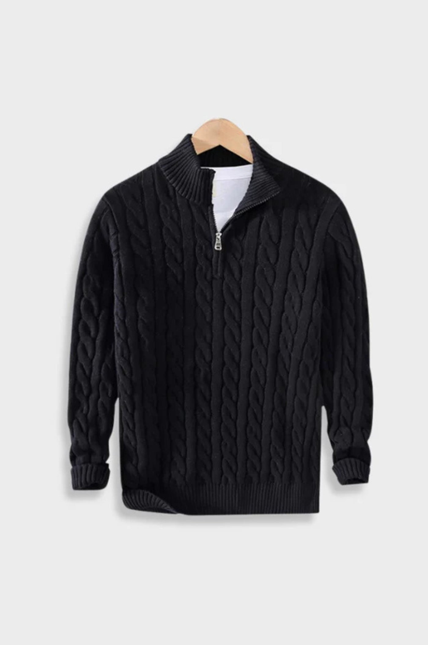 Quilted zip-up sweater