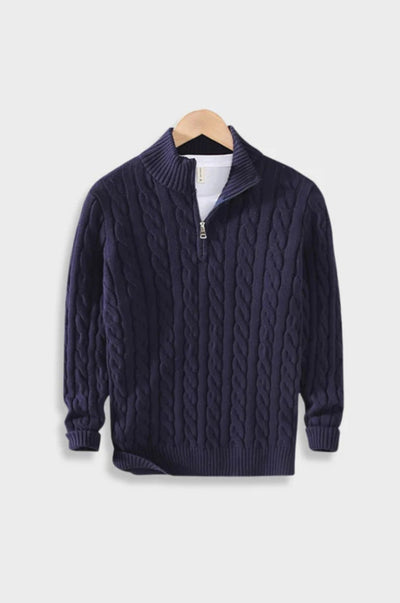 Quilted zip-up sweater