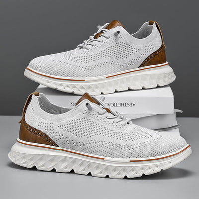 Men Knit Sneakers with Mesh Exterior and Cushioned Sole
