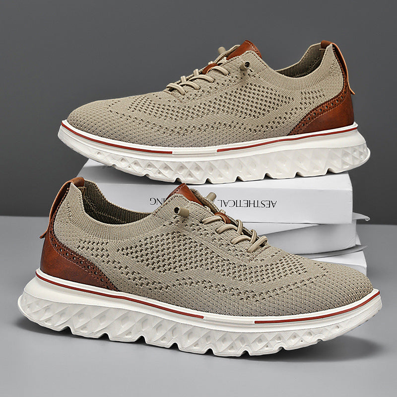 Men Knit Sneakers with Mesh Exterior and Cushioned Sole