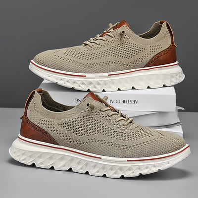 Men Knit Sneakers with Mesh Exterior and Cushioned Sole