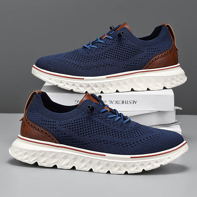Men Knit Sneakers with Mesh Exterior and Cushioned Sole