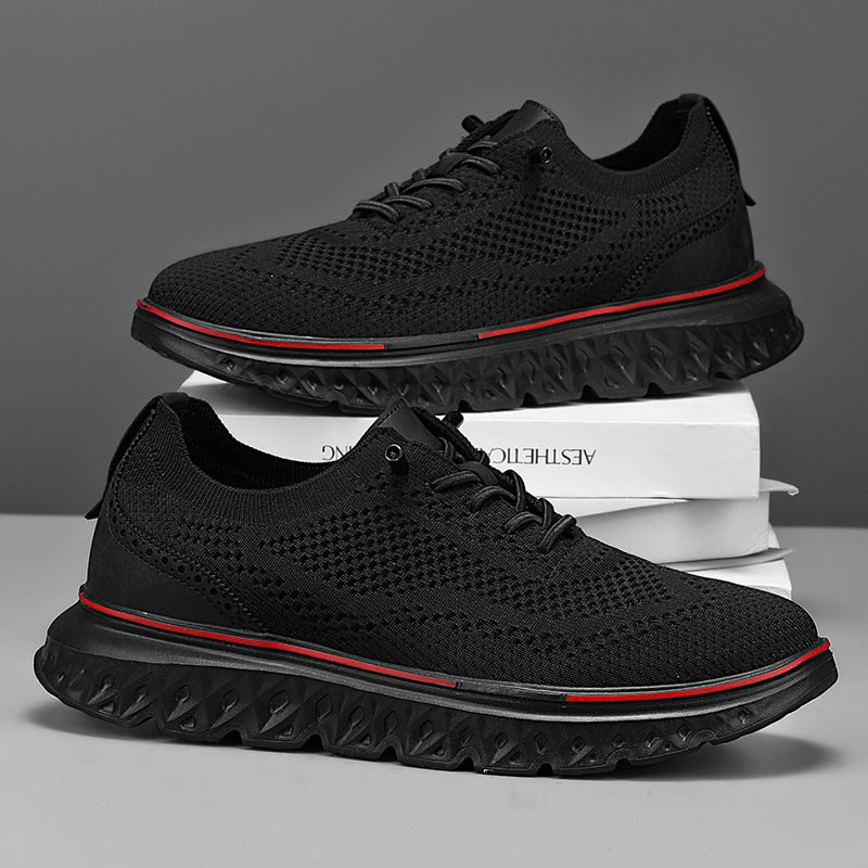 Men Knit Sneakers with Mesh Exterior and Cushioned Sole