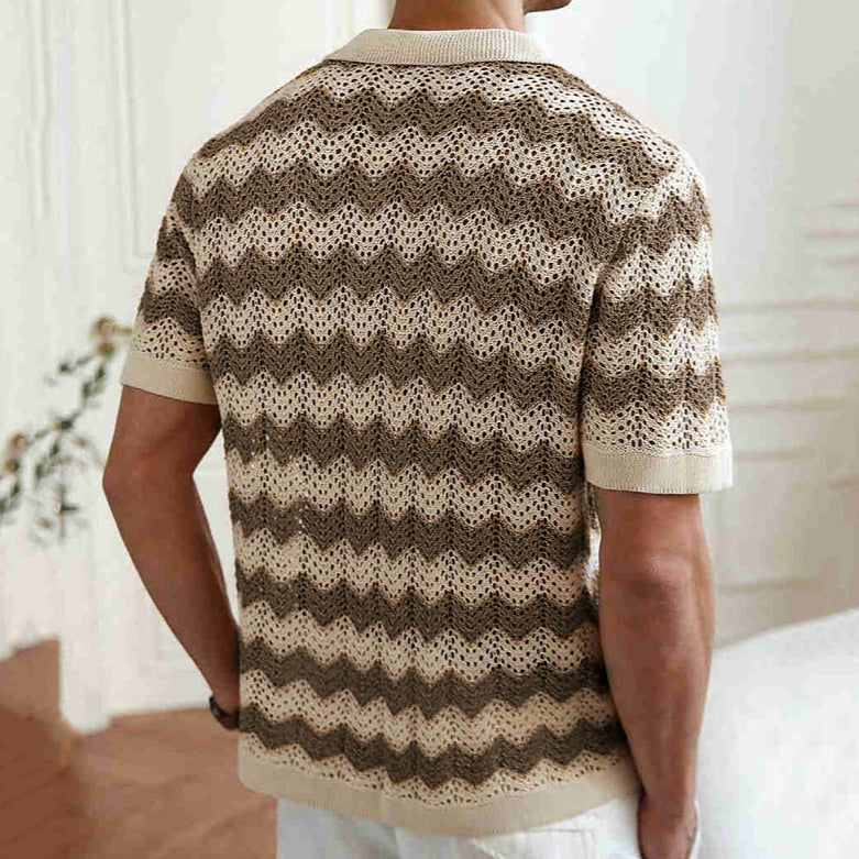 Men's Knit Cotton Blend Chevron Pattern Shirt