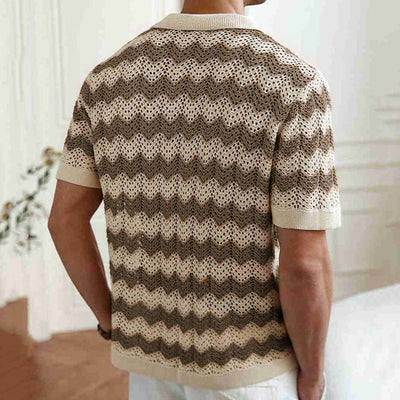 Men's Knit Cotton Blend Chevron Pattern Shirt