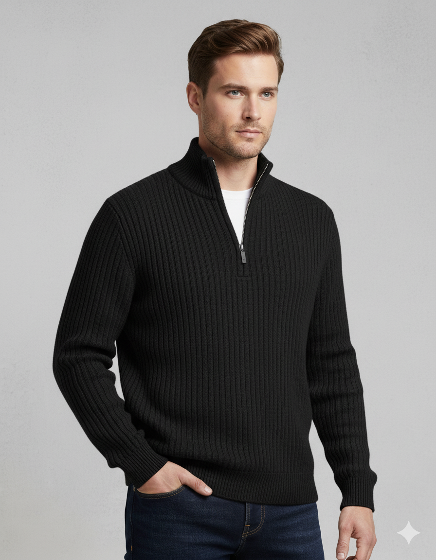 OSLO High Collar Half Zip Sweater