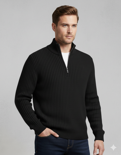 OSLO High Collar Half Zip Sweater