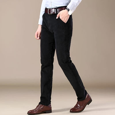 Men Corduroy Trousers with 4-Way Stretch and Wide-Wale Texture