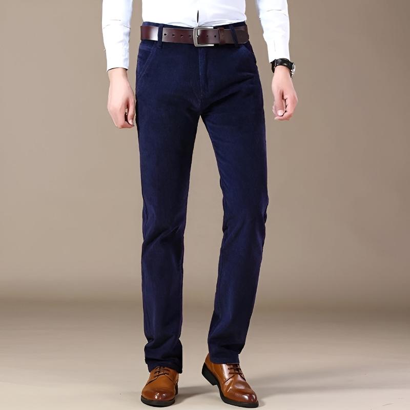 Men Corduroy Trousers with 4-Way Stretch and Wide-Wale Texture