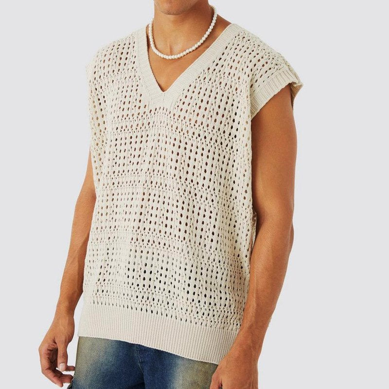 Men’s Knitted Shirt Open-Weave Breathable Relaxed Fit