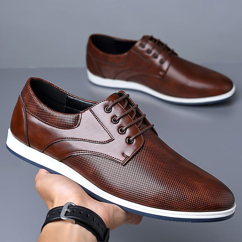 Men's Leather Accent Sneakers with Cushioned Sole