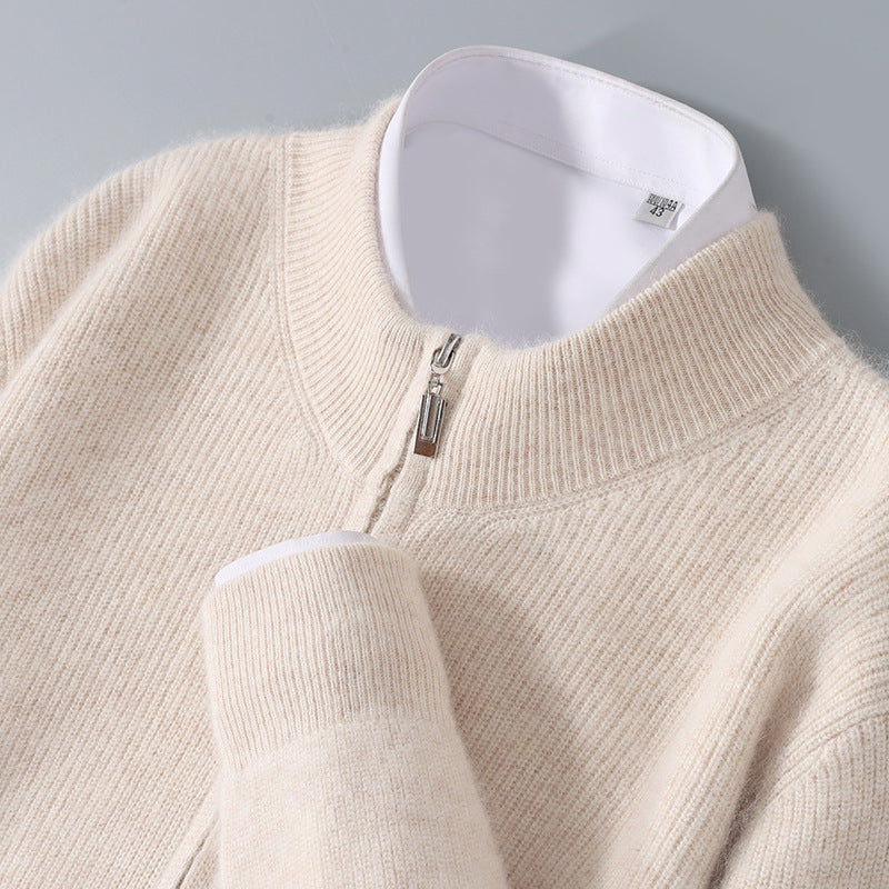 Men's Zip-Neck Cashmere Sweater