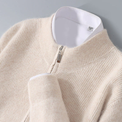 Men's Zip-Neck Cashmere Sweater