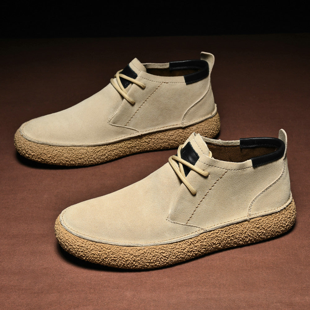 Men Suede Shoes with Leather Accents and Cushioned Support
