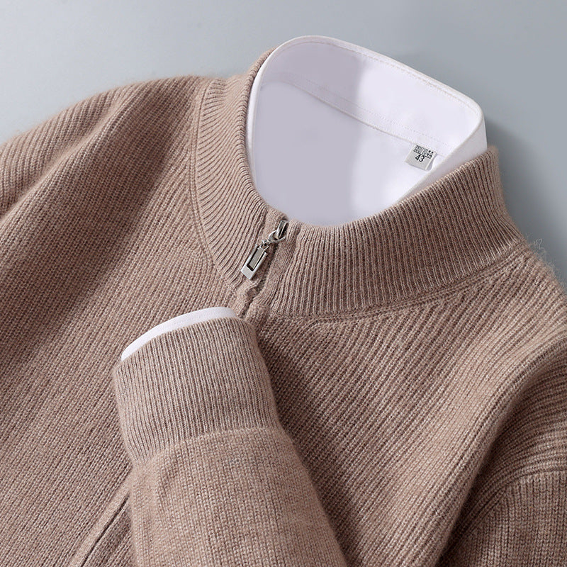 Men's Zip-Neck Cashmere Sweater