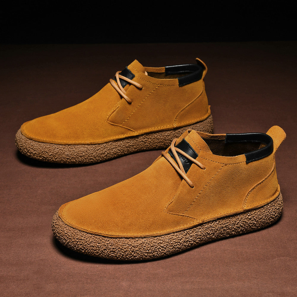Men Suede Shoes with Leather Accents and Cushioned Support