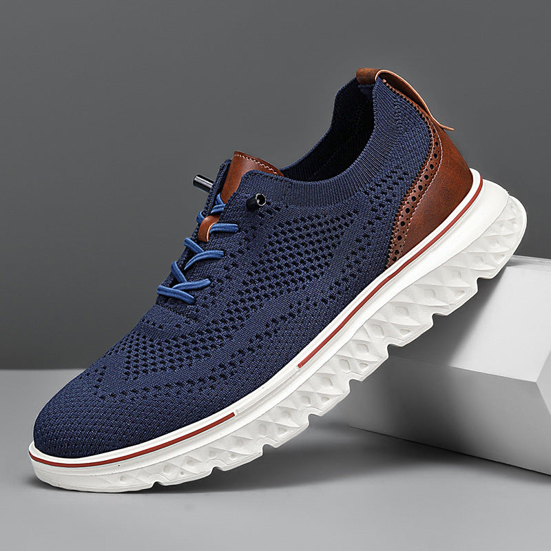 Men Knit Sneakers with Mesh Exterior and Cushioned Sole