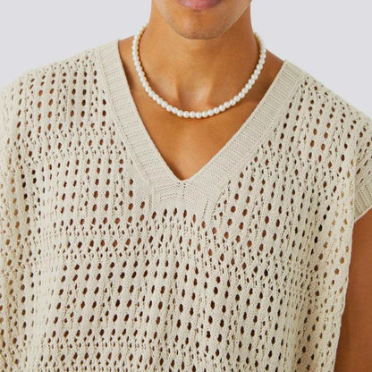 Men’s Knitted Shirt Open-Weave Breathable Relaxed Fit