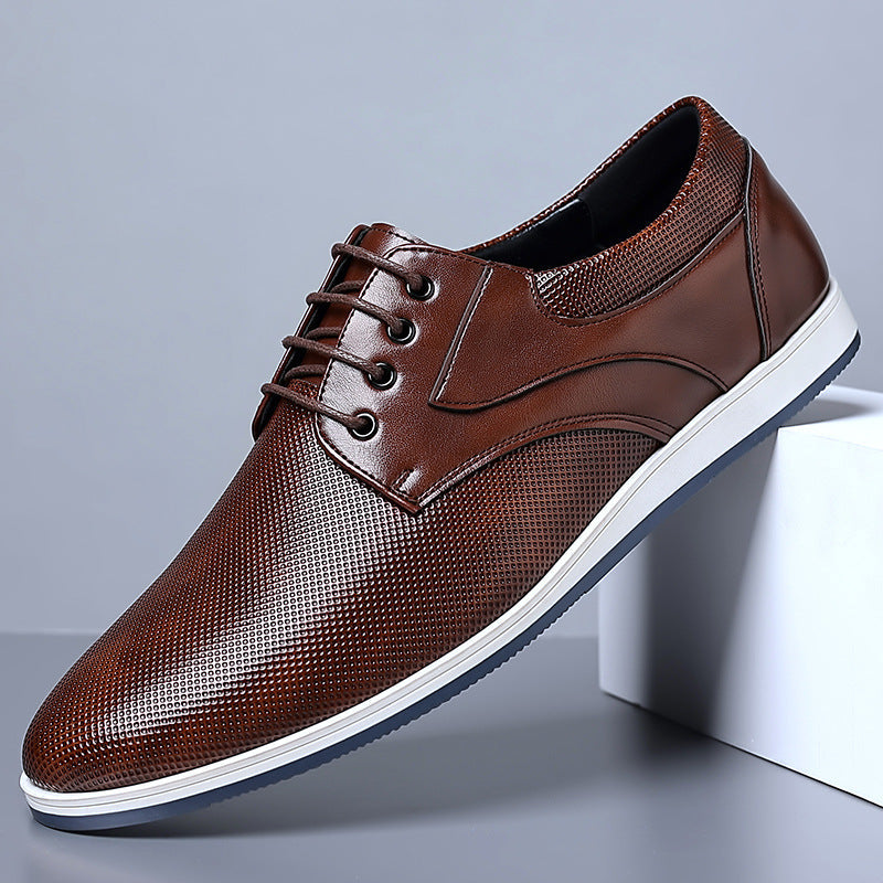 Men's Leather Accent Sneakers with Cushioned Sole