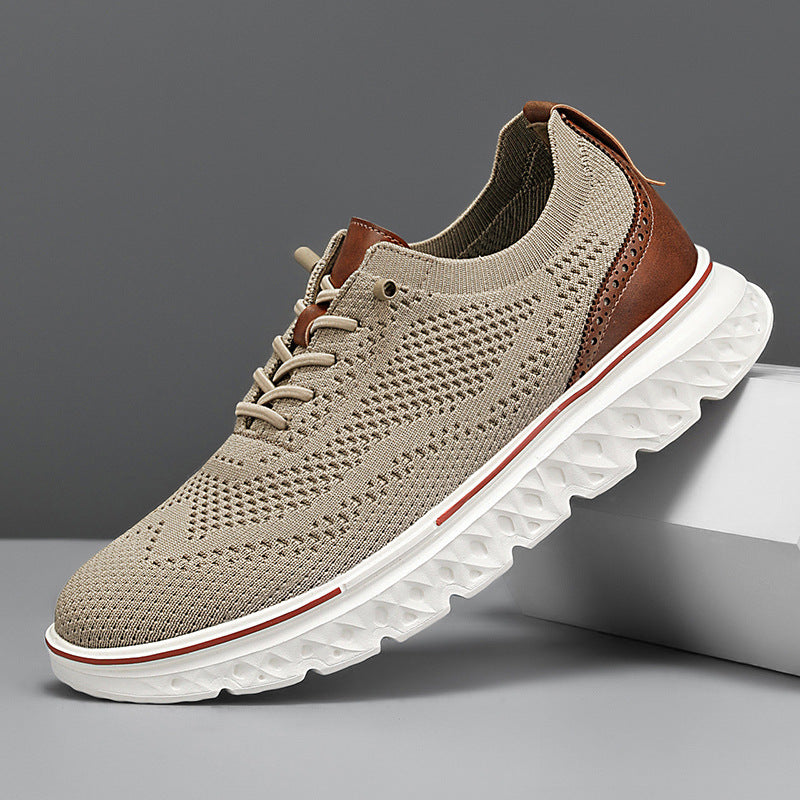 Men Knit Sneakers with Mesh Exterior and Cushioned Sole