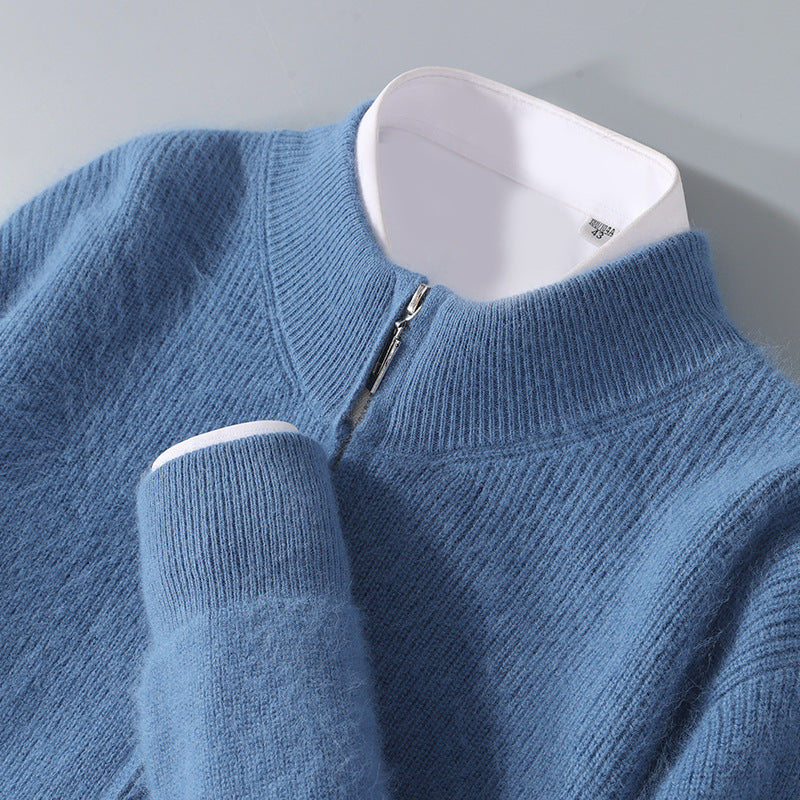 Men's Zip-Neck Cashmere Sweater