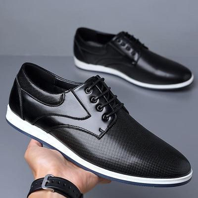Men's Leather Accent Sneakers with Cushioned Sole
