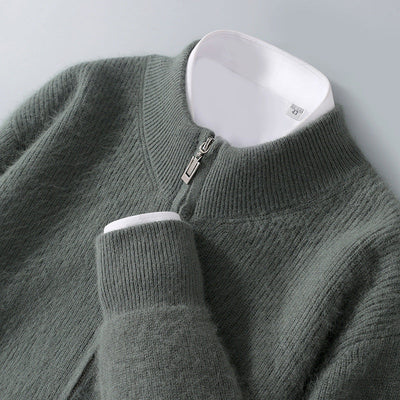 Men's Zip-Neck Cashmere Sweater