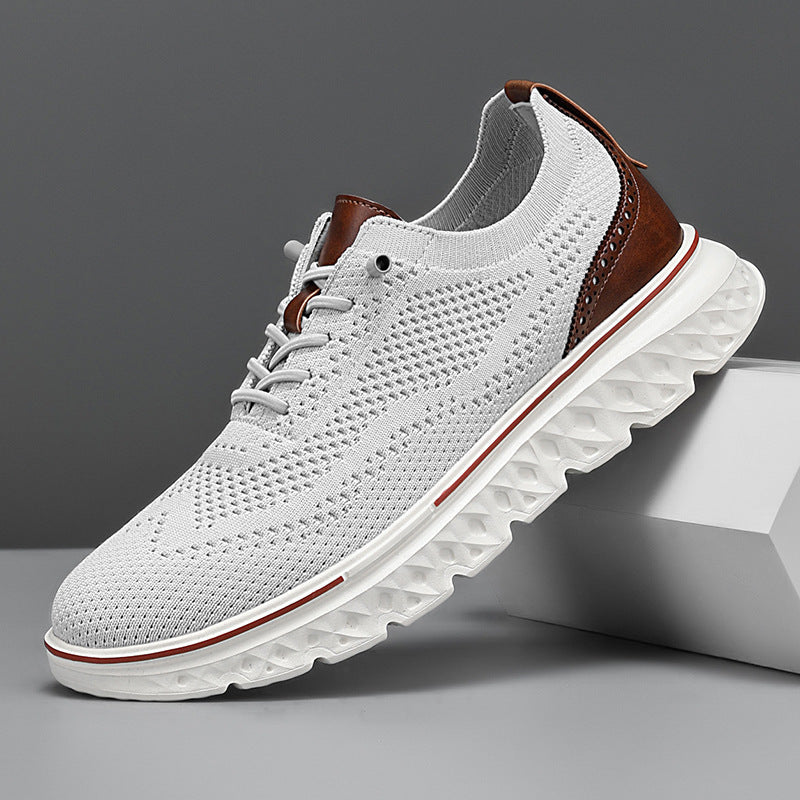 Men Knit Sneakers with Mesh Exterior and Cushioned Sole