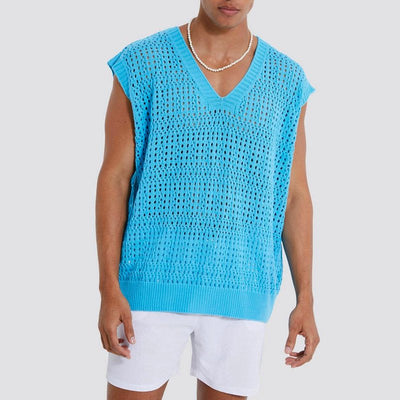 Men’s Knitted Shirt Open-Weave Breathable Relaxed Fit