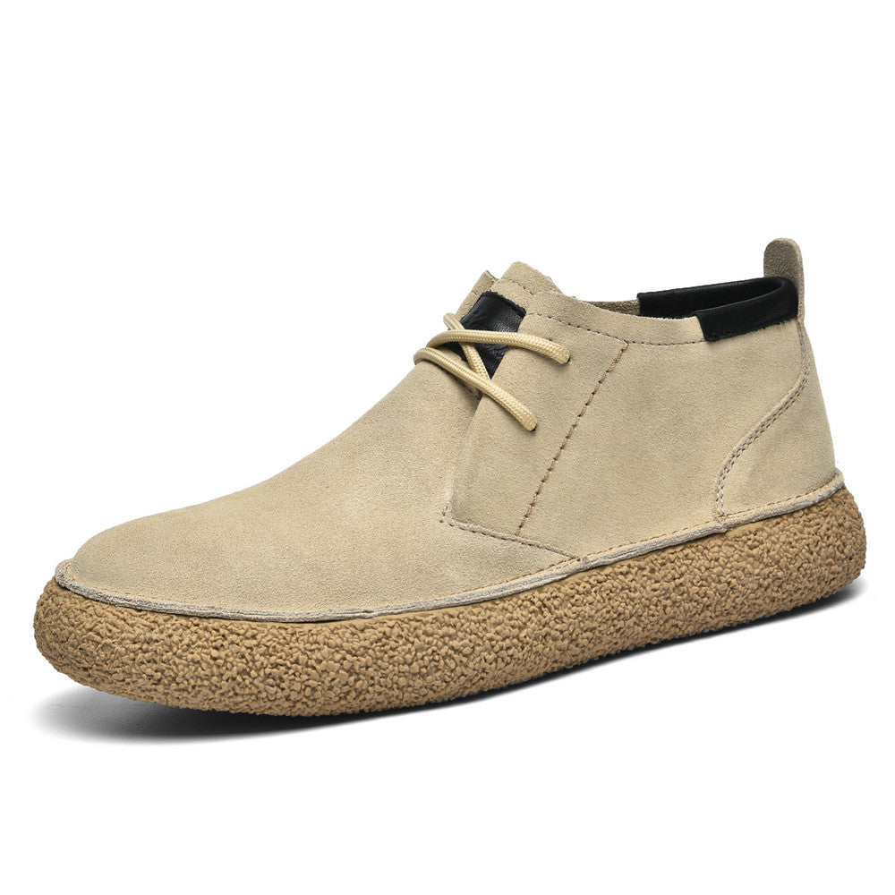 Men Suede Shoes with Leather Accents and Cushioned Support