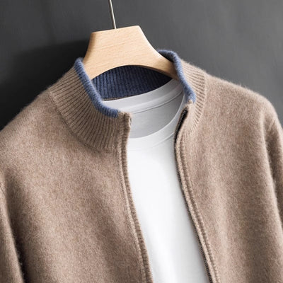 Men's Zip-Front Cashmere Sweater