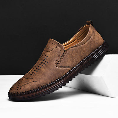 Men Suede Blend Loafers with Woven Design and Cushioned Insoles