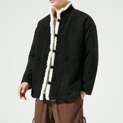Men's Fall Corduroy Sherpa-Lined Toggle Jacket