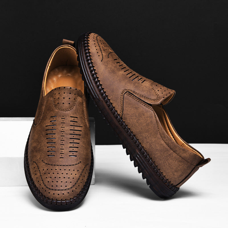 Men Suede Blend Loafers with Woven Design and Cushioned Insoles