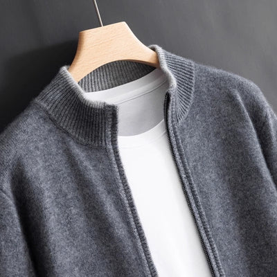 Men's Zip-Front Cashmere Sweater