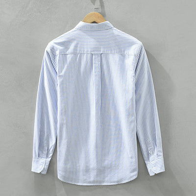 Men's Long Sleeve Shirt with Contrast Stripe Trim and Tailored Fit