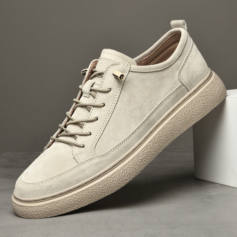 Men Suede Sneakers with Textured Outsole and Cushioned Support