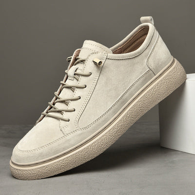Men Suede Sneakers with Textured Outsole and Cushioned Support
