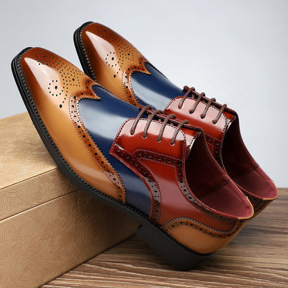 Men Brogue Dress Shoes with Cushioned Insoles and Wingtip Design