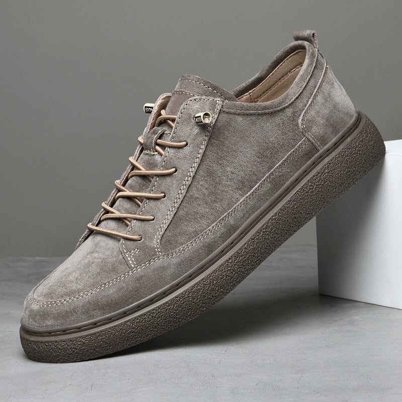 Men Suede Sneakers with Textured Outsole and Cushioned Support