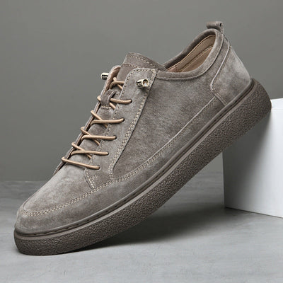 Men Suede Sneakers with Textured Outsole and Cushioned Support