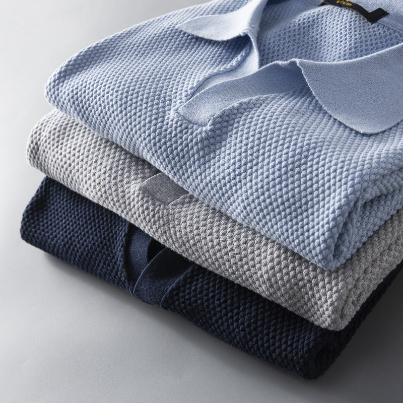 Men's Polo Shirt with Lightweight Textured Knit and Tailored Fit