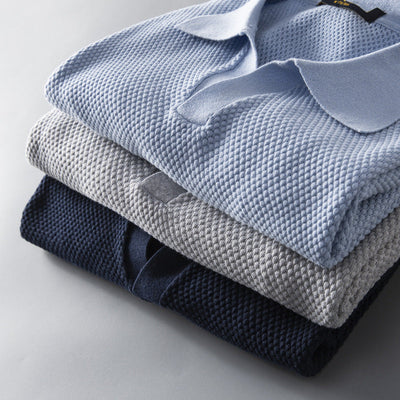 Men's Polo Shirt with Lightweight Textured Knit and Tailored Fit