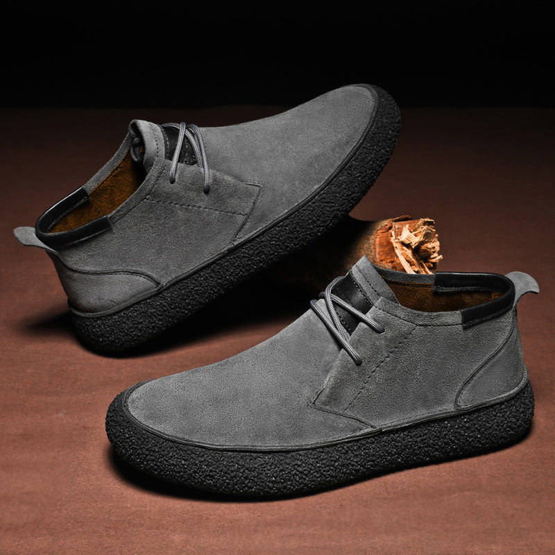 Men Suede Shoes with Leather Accents and Cushioned Support