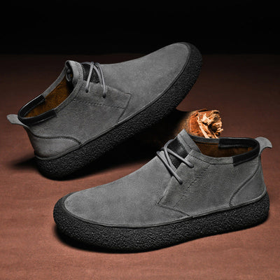 Men Suede Shoes with Leather Accents and Cushioned Support