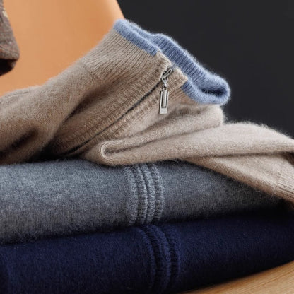 Men's Zip-Front Cashmere Sweater