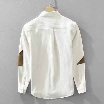 Men's Corduroy Shirt with Abstract Pattern and Relaxed Fit