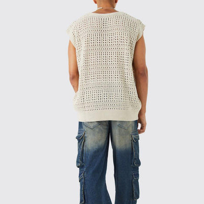 Men’s Knitted Shirt Open-Weave Breathable Relaxed Fit